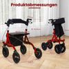 Rollator faltbar und leicht mit Sitz Aluminium bis 136 kg 2 in 1 Rollstuhl &Reiserollator Rot Bild 2