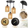 LMaxhome Pendelleuchte Hängeleuchte Rattan,Boho Pendelleuchte 3-flammig mit Led Glühbirne, LED wechselbar, Halogen, Warmweiß, Pendelleuchte Esstisch,Pendelleuchte Höhenverstellbar Bild 3