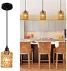 LMaxhome Pendelleuchte Hängeleuchte Rattan,Boho Pendelleuchte 3-flammig mit Led Glühbirne, LED wechselbar, Halogen, Warmweiß, Pendelleuchte Esstisch,Pendelleuchte Höhenverstellbar Bild 5