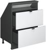 Küchenschrank für Dachschrägen R-Line Weiß Riffel 60 cm mit 2 Schubladen Vicco Bild 3