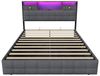 Gdood Polsterbett Stauraumbett Doppelbett LED (1 tlg, Inkl. Bettkasten), Mit LED-Beleuchtung, Ladefunktion, Samt, 140x200 cm Bild 4