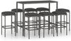 vidaXL 9-tlg. Gartenbar-Set mit Kissen Poly Rattan Grau 3064827 Bild 2