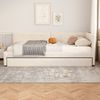 Daybett 90x200cm, Tagesbett mit Rollbett, Schlafsofa, Einzelbett (Ohne Matratze), Minimalistisches Styling, Beige Bild 3