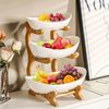 JEOBEST Obstschale Obsttablett Obstschale Obstkorb Etagere 3 Etagen, (1-tlg, Holz Steher) Rutschfestes, Leicht zu reinigendes Bild 3