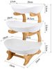 JEOBEST Obstschale Obsttablett Obstschale Obstkorb Etagere 3 Etagen, (1-tlg, Holz Steher) Rutschfestes, Leicht zu reinigendes Bild 4