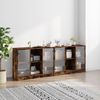 vidaXL Bücherschrank mit Türen Räuchereiche 204x37x75 cm Holzwerkstoff 3206535 Bild 3