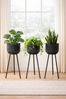 Blumenständer Metall Schwarz 71cm Pflanzenständer Modern Gittertopf Ø25 Bild 5