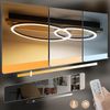 ZMH LED Deckenlamape Holz Deckenleuchte Dimmbar:55CM Schlafzimmer Lampe 2-Ringen Modern deckenleucht Geometrisch 36W wohnzimmerlampe Fernbedienung Design für Schlafzimmer Küche Esszimmer Büro Lampe Bild 3