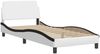 Einzelbettgestell Design für Erwachsene ohne Matratze Weiß und Schwarz 90x200 cm Kunstleder d5164e Bild 4