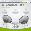 Juskys 'Ostana' Balkonmöbel Set, 3-teilig, Tisch + 2x Sessel, Polyrattan, Schwarz Bild 2