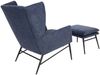 Lounge-Sessel mit Ottomane HWC-L62, Sessel Polstersessel Cocktailsessel Hocker, Stoff/Textil ~ blau Bild 5