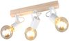 Deckenstrahler LYNAR 3-flammig aus Metall Weiß mit Naturholz, Breite 42cm Bild 2