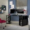 Dmora Schreibtisch Fuhao, Mehrzweckschreibtisch, Bürotisch für PC, Eckschreibtisch, Made in Italy, 205x91h76 cm, Glänzendes Schwarz Bild 2