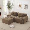 Boneless Modulsofa,Modernes L-förmiges Modulsofa für Wohnzimmer mit Tiefem Sitz bequemes Corduroy-Cloud-Sofa mit Ottoman Getuftetes Zweisitzer-Schlafsofa,Corduroy,braun, Bild 3
