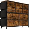 GarveeMore Kommode mit 10 Schubladen,3 Seitentaschen und 2 Haken,stabiler Metallrahmen, 6 mittlere Schubladen und 4 große Schubladen,100x99x30cm Bild 4
