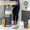 Wäschetonne mit Deckel und Wäschesack rund 50L, aus Metall grau Bild 3