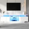 TV-Schrank 160 x 40 x 45 cm in Weiß, Hochglanz mit LED, 2 Türen, MDF und Glas Bild 4