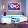 TV-Schrank 160 x 40 x 45 cm in Weiß, Hochglanz mit LED, 2 Türen, MDF und Glas Bild 2