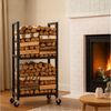 PROREGAL® Kaminholzregal PHOENIX mit Rollen & 2 Ebenen 82x44x28cm Metall Schwarz Holzständer, BxTxH:44x28x82 cm, Holzständer Holzhalter Kaminholzständer Brennholzregal Bild 2