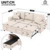 Schlafsofa aus Leinenstoff mit Stauraum & wechselbarer Chaiselongue, 219,5 x 142,5 x 83 cm, beige Bild 3