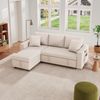 Schlafsofa aus Leinenstoff mit Stauraum & wechselbarer Chaiselongue, 219,5 x 142,5 x 83 cm, beige Bild 2