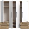 Forte Kleiderschrank, Holzwerkstoff, Mauvella Eiche Dekor mit weiß, 206 x 200 x 59 cm Bild 4