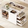 Merax Sideboard Schminktisch mit Glasplatte auf Rollen mit 5 Schubladen (1 St, Sideboard mit Stauraum), Multifunktional Kommode, Fächereinteilung, 110 x 60 x 79 cm Bild 4