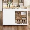 Merax Sideboard Schminktisch mit Glasplatte auf Rollen mit 5 Schubladen (1 St, Sideboard mit Stauraum), Multifunktional Kommode, Fächereinteilung, 110 x 60 x 79 cm Bild 2