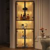 Flieks Glasvitrine Eckschrank mit LED-Beleuchtung und 4 Glastüren (1-St, B62/T44/H160 cm) Hochschrank Vitrine Holzoptik Mehrzweckschrank mit 5 Fächern Bild 2