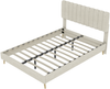 Polsterbett 160x200 cm in Beige, modernes Design aus Samtstoff und Metall, ohne Matratze Bild 4