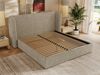 Polsterbett Bett mit Holzlattenrost Schlafzimmer Bett Doppelbett gepolstertes Kopfteil Pocket Matratze - EMORA CLASSIC - 140x200 cm - Dunkelbeige Strukture - VIRE LUX Bild 3