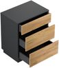 Design Nachttisch Lux L 60cm stehend, 3 Pushauszüge Grafit Eiche : Grafit / Eiche Gold Bild 2