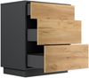 Design Nachttisch Lux L 60cm stehend, 3 Pushauszüge Grafit Eiche : Grafit / Eiche Gold Bild 4