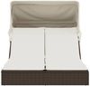 vidaXL Doppel-Sonnenliege mit Dach und Auflagen Braun Poly Rattan 368638 Bild 3