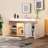 Sideboard, 3-türiges LED-Hochglanz-Wohnzimmerschrank mit App-Steuerung Glasboden, MDF+Glas, Weiß, 140x40x70cm Bild 2