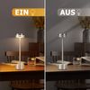ZMH Tischlampe Akku LED- Tischleuchte Kabellos - Nachttischlampe Dimmbare mit USB-C Aufladbar Batterie Touch- Lampe Gold Tischlampen -für Schlafzimmer Esszimmer Büro (Silber, 2ER) Bild 5
