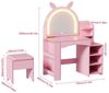 TWSOUL Schminktisch Kinder Schminktisch & Schreibtisch 3-in-1 mit LED-Spiegel, Hocker, Rosa Spiel- & Lerntisch mit viel Stauraum Bild 4