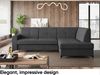 MEBLINI Schlafcouch mit Bettkasten - SCANDI - 236x171x85cm Rechts - Dunkelgrau Samt - Kleines Ecksofa mit Schlaffunktion - Sofa mit Relaxfunktion - Kleine Couch L-Form - Eckcouch Bild 3
