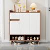 Merax Schuhschrank mit verstellbaren Einlegeböden – Minimalistischer Home Organizer mit Massivholzbeinen – Maße: H99 cm x B90 cm x T35 cm Bild 3