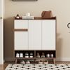 Merax Schuhschrank mit verstellbaren Einlegeböden – Minimalistischer Home Organizer mit Massivholzbeinen – Maße: H99 cm x B90 cm x T35 cm Bild 2