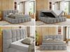 Boxspringbett mit dekorativem Kopfteil, Doppelbett mit zwei 7 Härtezonen Multipocket-Matratzen, Bettkästen, Polsterbett - NIRA - 200 x 200 cm - Hellgrau Stoff - H3 Bild 2