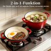 OSTWOLKE Schmortopf Emaillierter Gusseisen Topf 26cm Dutch Oven 2-in-1 Brotbacktopf, 2 in1 Bräter mit Deckel 4,8L & Gusspfanne 1,8L Bild 3