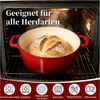 OSTWOLKE Schmortopf Emaillierter Gusseisen Topf 26cm Dutch Oven 2-in-1 Brotbacktopf, 2 in1 Bräter mit Deckel 4,8L & Gusspfanne 1,8L Bild 2