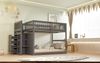Niedriges Etagenbett140 x 200 cm, Sicherheits-Etagenbett mit Staufach, hohes Zaun-Design, Holzbett, grau Bild 3