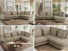 CALENO L-Form Ecksofa 317x225 cm, Massivholz-Rahmen & Wellenfedern, Sitzhöhe 51 cm, modernes Polstersofa rückenecht bezogen & freistehend - Dunkelbeige Strukture - Rechts Seite Bild 2