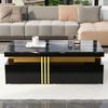 Couchtisch Weiß mit Marmoroptik, MDF-Holz, 2 Schubladen Stauraum, Goldakzente Metallumrandung Bild 5