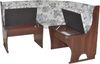 Truheneckbank "Anja 1NB" 125x125 cm, Holzdekor Nussbaum, Stoff beige mit Blumendessin Bild 2