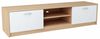 Home Collective TV-Schrank 160cm breit Lowboard mit matter Oberfläche Fernsehtisch (abgerundete Kante und Metall-Rollschienen Fernsehkommode) mit 2 Türen und 2 Regalen, aus laminiertem Board sonoma weiß Bild 4