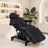 BarberPub Kosmetikliege Elektrisch mit 3 Motoren & Rollen, Massageliege Klappbar & 18CM Höhenverstellbar, 180°Drehbare Armlehnen, Tattoo Liege für SPA Salon 0754 (Schwarz/Kunstleder) Bild 2
