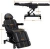 BarberPub Kosmetikliege Elektrisch mit 3 Motoren & Rollen, Massageliege Klappbar & 18CM Höhenverstellbar, 180°Drehbare Armlehnen, Tattoo Liege für SPA Salon 0754 (Schwarz/Kunstleder) Bild 3